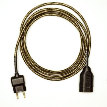 Imagem de Extensão Elétrica 2 Metros Pp 2x0,75mm2 Preto/Dourado Revestido Tecido