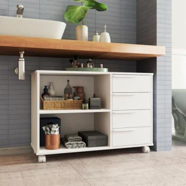 Imagem de Armário 4 Gavetas com Rodízios BBN31 BRV Móveis, Branco