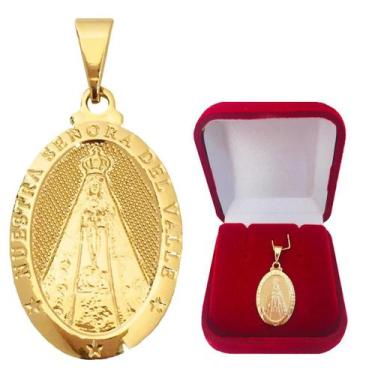 Imagem de Pingente Feminino Nossa Senhora Del Valle Religioso Folheada a Ouro 18