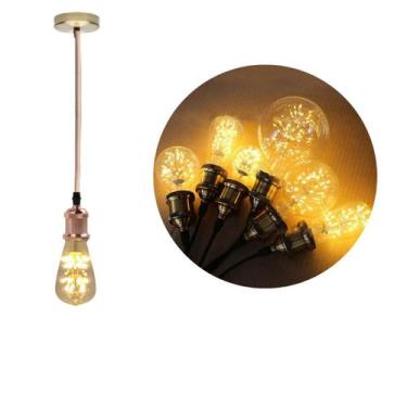 Imagem de Luminária Pendente Soquete Bocal E27 Com Lâmpada Led Vintage Luz Amare