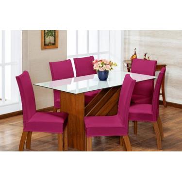 Imagem de Kit 06 Capas Para Cadeira Jantar Com Elástico Malha Gel Lisa Pink - En
