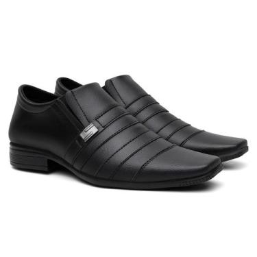 Imagem de Sapato Social Masculino Preto Com Fivela Estiloso Bico Fino Italiano C