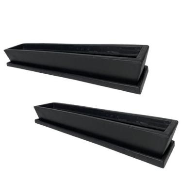 Imagem de Kit 2 Vasos Jardineira de Plantas 80cm com 2 Pratos de Polietileno  - 