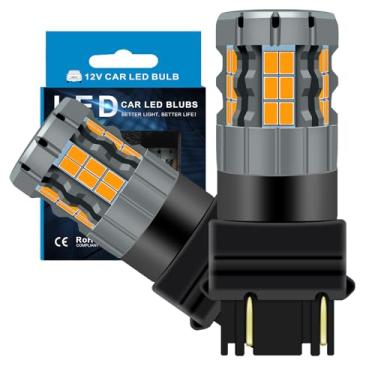 Imagem de Zyvirexa Lâmpadas LED de seta 3157 compatíveis com Ford Ranger 1998-2011 (frontal/traseira), lâmpada 3357 3457 4157, amarelo âmbar, plug and play, pacote com 2