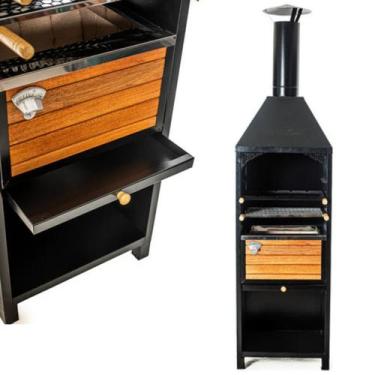 Imagem de Churrasqueira de Parede Pré Moldada Moderna com Grelha Inox - Nossa Ka