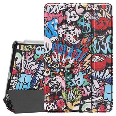 Imagem de Capa inteligente para Galaxy Tab S6 Lite, capa Ratesell leve e inteligente com três dobras com hibernar/despertar automático para Samsung Galaxy Tab S6 Lite 10,4 polegadas 2024/2022/2020 Graffiti