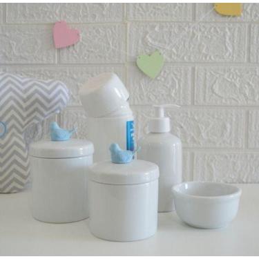 Imagem de Kit Higiene Porcelana Azul Quarto Bebe Maternidade Off K084 - Ciranda 