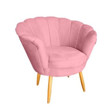 Imagem de Poltrona Pétala Para Recepção Confortável - Veludo - Sv Decor,  Rosa