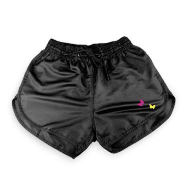 Imagem de Short Feminino Moda Praia Tactel Estampado - RELAXADO, Preto borboleta