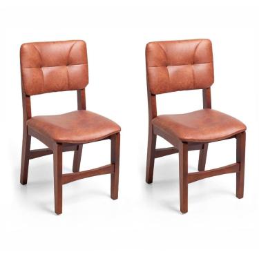 Imagem de Conjunto com 2 Cadeiras Sabrina Revestimento Sintético Caramelo e Nozes