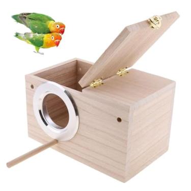Imagem de Caixa de encaixe de paraquedas Tfwadx, caixa de criação de ninho de pássaros, gaiola, casa de madeira para Finch Lovebirds Cockatiel Budgie Conure Parrot, 20,32 x 12,70 x 12,70 cm