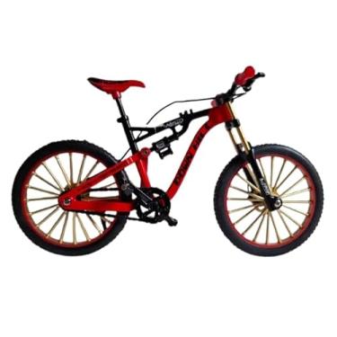 Imagem de Miniatura Bicicleta De Metal Realista Para Coleção Cor Vermelha Aro Dourado TK-AB6893