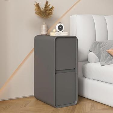 Imagem de Mesa de cabeceira com gavetas, mesa de cabeceira estreita pequena com gaveta de armazenamento - Armário de cabeceira para quarto, cinza escuro, 20 x 40 x 50 cm