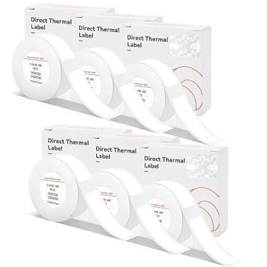 Imagem de Fitas brancas de etiqueta para NIIMBOT D11 D110 D101, 6 rolos de papel de impressão de etiqueta D11 adaptado, 12 x 40 mm, fita adesiva térmica D110 à prova d'água