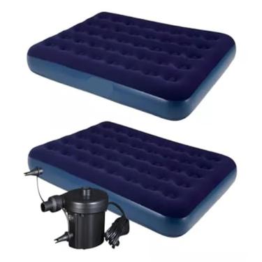 Imagem de 2 Colchão Inflável Casal Resistente + Bomba de Ar Eletrica