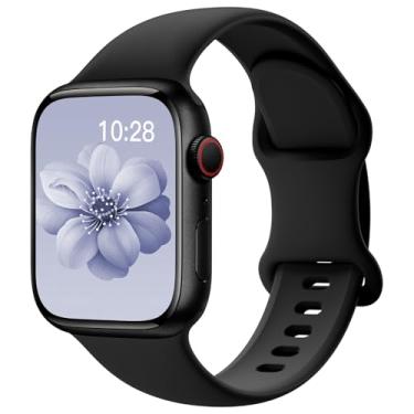 Imagem de Pulseiras esportivas de silicone compatível com pulseiras de Apple Watch de 40 mm, 38 mm, 41 mm, 44 mm, 45 mm, 42 mm, 49 mm femininas e masculinas, pulseira de substituição esportiva macia e