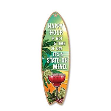 Imagem de Honey Dew Gifts Happy Hour is Not The Time of The Day It's a State of Mind, 12,7 cm x 40,64 cm Surfboard, placa de madeira, decoração Tiki Bar, decoração temática de praia, placa de parede decorativa, decoração de casa