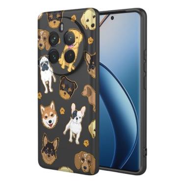 Imagem de HTXWXJC Capa de telefone para Realme 12 Pro Plus, capa Realme 12 Pro 5G RMX3511 à prova de choque flexível bumper TPU capa macia padrão cão capa de telefone para Realme 12 Pro+ 5G cachorro preto
