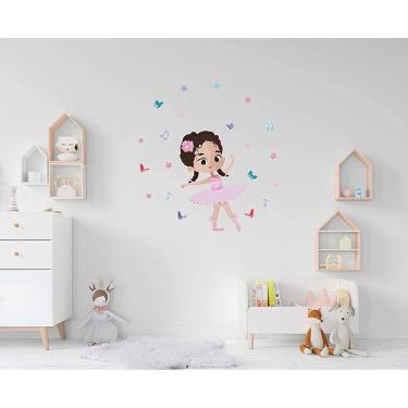 Imagem de Adesivo De Parede Bailarina Com Notas Musicais Mod01