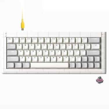 Imagem de KBDcraft 01Adam Teclado mecânico 60%, ANSI de 64 teclas, capa compatível com Lego, suporte de junta, troca a quente, com fio, interruptor linear, RGB, QMK, frasco para Win/Mac, kit completo (branco)