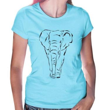 Imagem de Baby Look Elefante Traços - Foca na Moda, Azul bebê, GG