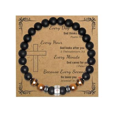 Imagem de AMAZINGSUN Pulseira cruzada, presente para homens, pai, marido, filho, irmão, amigo. Pulseiras legais para filho, neto, sobrinho. Presentes de confirmação de aniversário de Páscoa, Dia dos Pais,