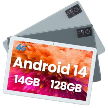 Imagem de Qukenk Novo tablet Android 14 2025 4G celular 14 GB de RAM (8 + 6 virtuais) + 128 GB de ROM + 1 TB expansível, 5G WiFi tela HD embutida de 10,1 polegadas, tablet 2 em 1 Octa-Core 7000mAh, Bluetooth