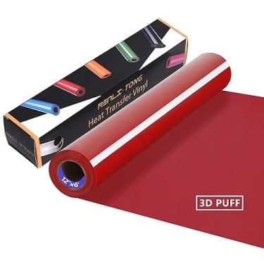 Imagem de RENLI·TONG Renlitong Red 3D Puff Htv Matte Heat Transfer Vinyl 12 Polegadas Por 6 Pés Roll Iron On Para Camiseta De Prensa Térmica Para Todas As Máquinas De Corte Heat Vinyl Design