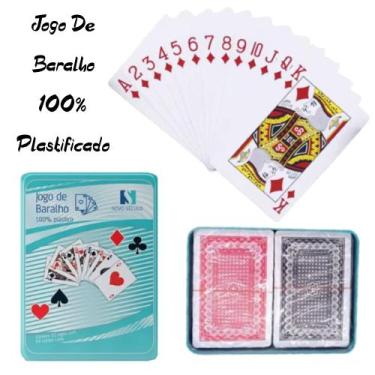Imagem de Kit Estojo de lata com dois Baralhos 108 Cartas 100 de Plastico Origin