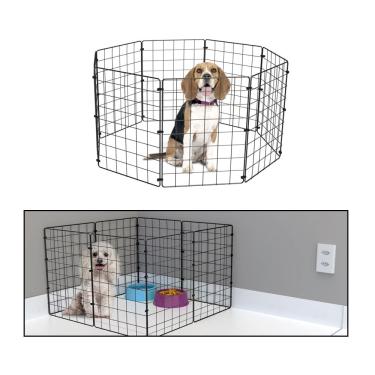 Imagem de Cercado Móvel para Cachorro Pequeno Porte Filhote Porquinho da Índia 8 Telas 40cm Altura Preto