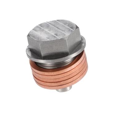 Imagem de REPAIROCK Plugue de drenagem de óleo magnético universal, parafuso magnético para carro e motocicleta com arruela 5 Cooper, M16 x 1,5, antivazamento, aço inoxidável, tom prateado, 1 conjunto de peças