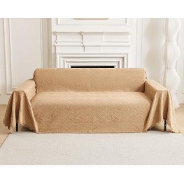 Imagem de AIVIA Cobertor de cama Loveseat, capa de almofada de tecido reversível antiderrapante para sofás de 2 lugares com apoio de braço, capas protetoras de móveis para cães, gatos, animais de estimação