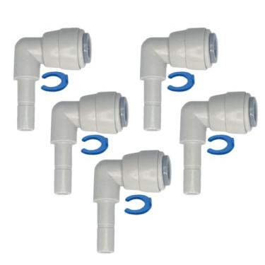 Imagem de Cotovelos de haste OD de 1/10.2 cm, anéis de vedação duplos, pacote com 5, conexão rápida, encaixe de tubo de água para osmose reversa RO, filtros, geladeira, máquinas de gelo e cervejeiras - com