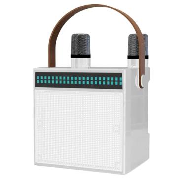 Imagem de Caixa de som KTV doméstica com microfones duplos e tela - Bluetooth 5.3, reprodução USB/TF, efeitos de mixer profissional, iluminação de palco RGB, ótima para apresentações/eventos