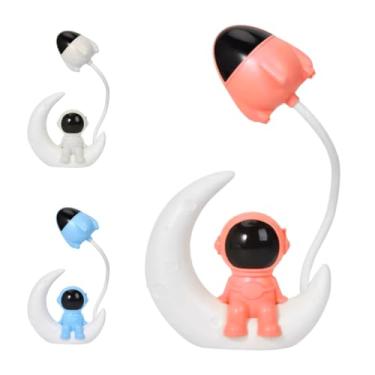 Imagem de Luminária De Mesa De Abajur Luz Led Usb Decorativa Infantil Juvenil Divertida Astronauta Lua Espaço Sala Quarto Estudo (Coral)