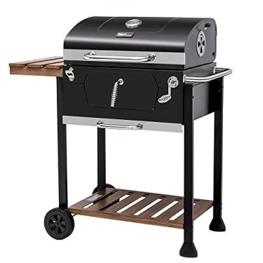 Imagem de Royal Gourmet CD1824M carvão de 61 cm, defumador de churrasco com alça e mesa dobrável, perfeito para pátio ao ar livre, churrasco no jardim e quintal, preto