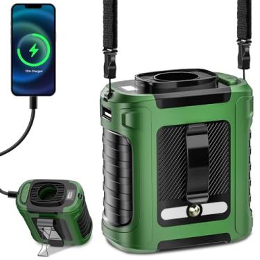 Imagem de Ventilador de cintura portátil, fluxo de ar forte de 5 velocidades 20000 RPM, alimentado por bateria de 10.000 mAh, com visor, lanterna, ventilador de pescoço para pendurar com as mãos livres