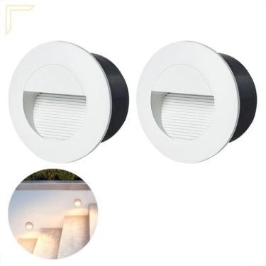 Imagem de 2 Balizador Parede Escada Redondo Embutir Branco Led Lup90 - Acende A 