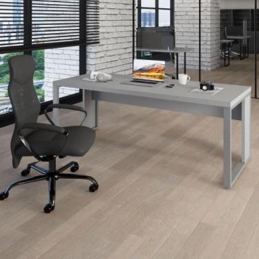 Imagem de Mesa Escrivaninha Industrial 1.90m Pés Metal Cinza F5 Office F5 - F5 O
