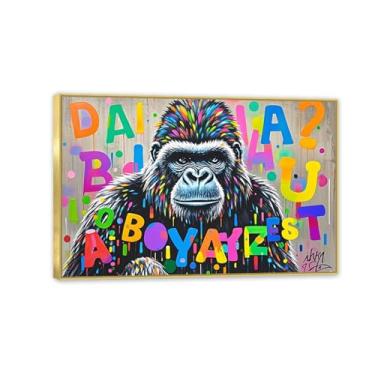 Imagem de Macaco gorila animal pintura inspiradora imagens pôsteres impressões arte grafite decoração de parede imagem de macaco banksy arte de parede para sala de estar escritório decoração de parede 30x20 cm