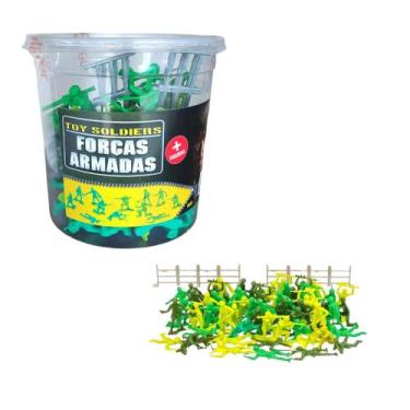 Imagem de Balde Forças Armadas Soldados e Cercados Brasileiros 60 Peças Gulliver