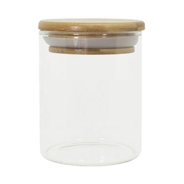 Imagem de Pote De Vidro Com Tampa De Bambu Oikos 200ml Hermético Redondo