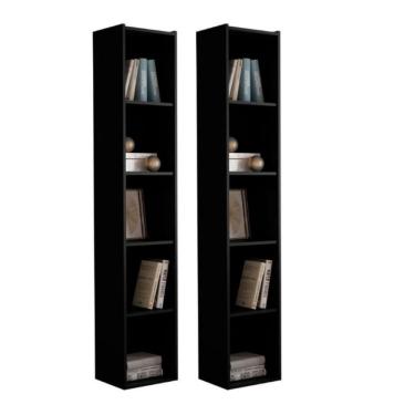 Imagem de Estante Livreiro Com Prateleiras Janaína Kit 2 Unid Preto