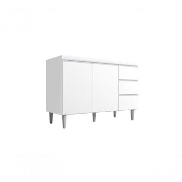 Imagem de Balcão Gabinete Para Pia Andreia Sem Tampo 100cm 2 Portas 3 Gavetas Branco