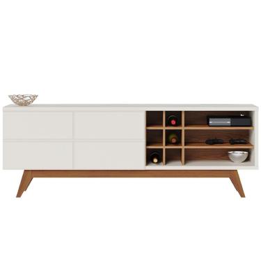 Imagem de Rack Para Sala De Estar Tv 70 Pol 180cm Makai C04 Off White Matte Freijó - Lyam Decor