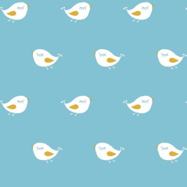 Imagem de Papel De Parede Fofura Baby Pássaros Fundo Azul Ff4005