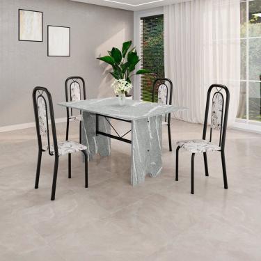 Imagem de Conjunto para Sala de Jantar com 4 Cadeiras Lara Arabesco / Preto