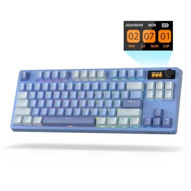 Imagem de LTC Teclado Mecânico Sem Fio Nimbleback Nb841 Pro 75% Com Tela E Botão, Gamer Rgb 2.4G/Bt/Usb-C, 84 Teclas, Amortecedor De 3 Camadas, Pcb Hot Swap, Suporte Software, Comutador Linear
