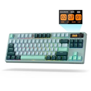 Imagem de LTC Teclado Mecânico Sem Fio Nimbleback Nb841 Pro 75% Com Tela E Botão, Gamer Rgb 2.4G/Bt/Usb-C, 84 Teclas, Amortecedor De 3 Camadas, Pcb Hot Swap, Suporte Software, Comutador Linear