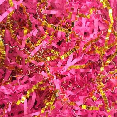 Imagem de Ottwlli Caixa de presente de 150 gramas rosa e dourada para encher grama de Páscoa para casamento, aniversário, dia dos namorados, caixa de presente de Natal